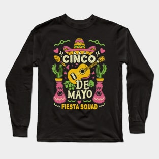 Mexican Fiesta Funny Cinco de Mayo Party Vintage Taco Guitar Long Sleeve T-Shirt